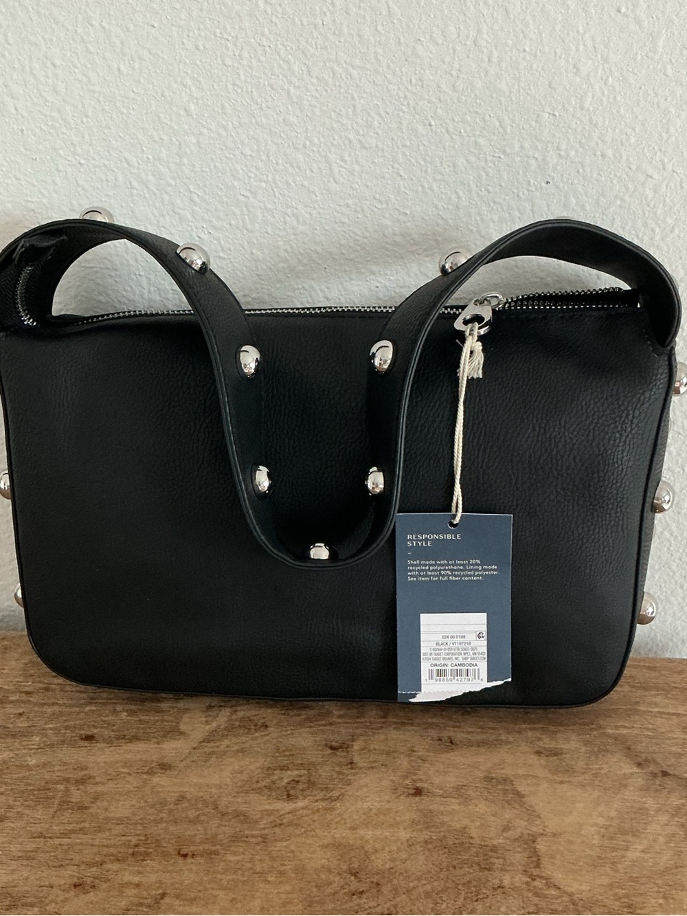 Black Studded Shoulder Bag - Unbranded